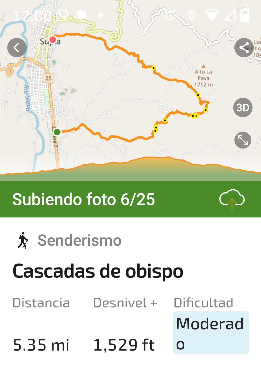 Mapa del recorrido — Cascadas de Obispo